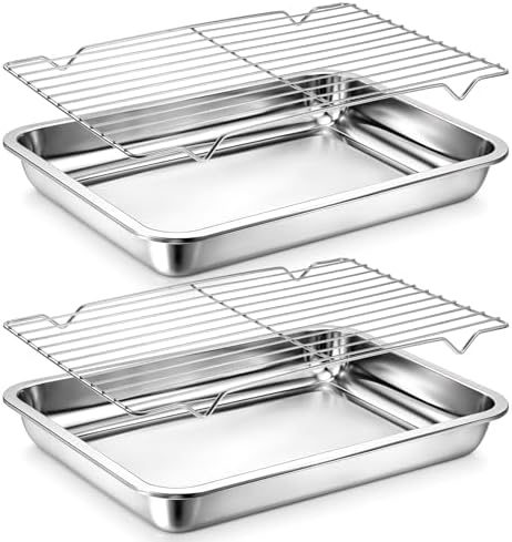 Quarter Baking Sheet Pan with Cooling Rack Set (2 Pans + 2 Racks)