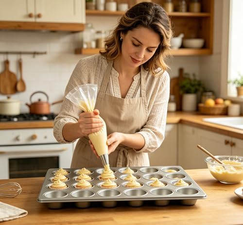 TOPKITCHEN Commercial 24 Cup Glazed Aluminized Steel Muffin Pan