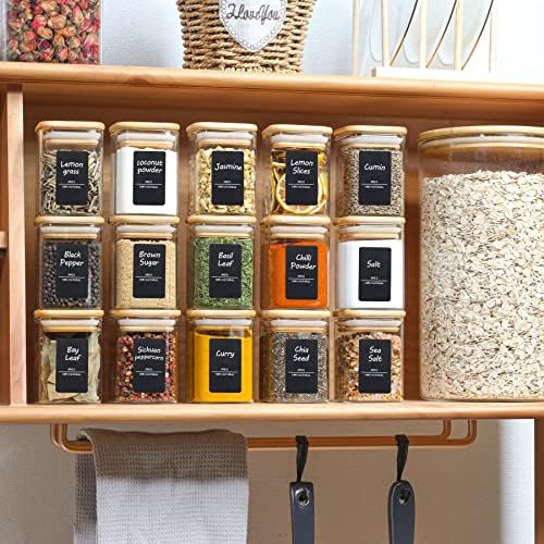 ComSaf 16Pcs Glass Spice Jars with Bamboo Lid 6oz - 20 oz Glass Food
