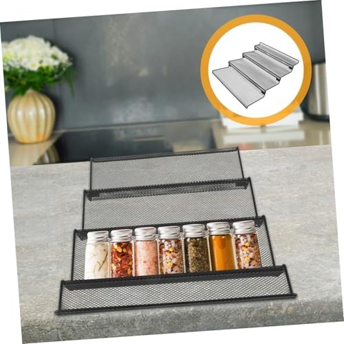 Metal Drawer Spice Rack Organizer Insert for Jars, Black