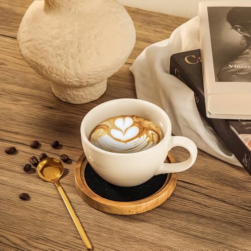 Wood Coasters for Drinks Absorbent with Holder, HALE OTEIR 3.93 Inch