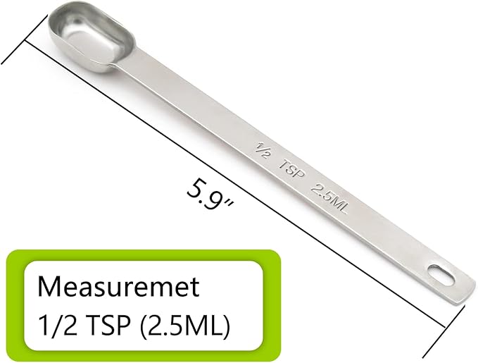 3PCS 1/2tsp Single Measuring Spoon, Stainless Steel Long Handle Individual - Image 2