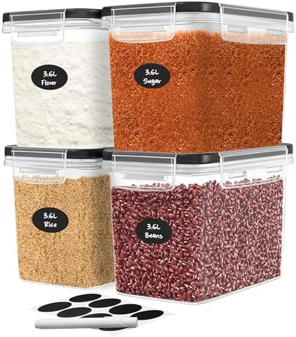 DWËLLZA KITCHEN Flour & Sugar Containers, 3.6L, Set of 4