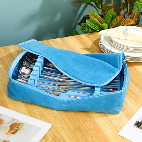 Teenyyou Zippered Flatware Storage Drawer Liner Silverware Storage Bag