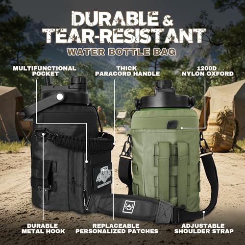 NATURE PIONEOR 128oz/1 Gallon Tactical Water Bottle with MOLLE Bottle