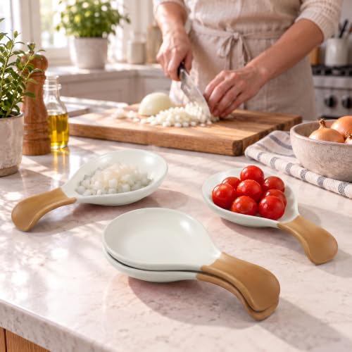 Ceramic Spoon Rest, Speckled Grey Farmhouse Utensil Holder, 8.3 in