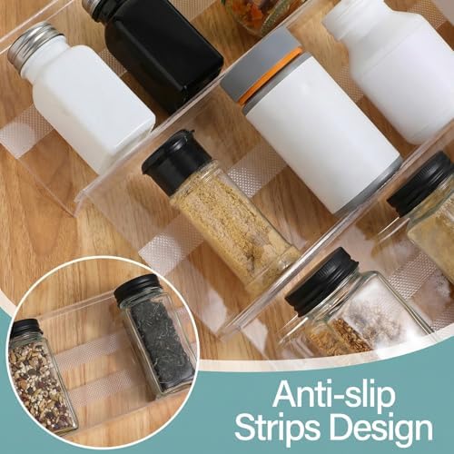 8 Pack Spice Drawer Organizer with 18 Anti-Slip Mats, 13" to 26"