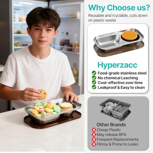 Reusable Snack Containers with Lids,2 Compartment Snack Containers