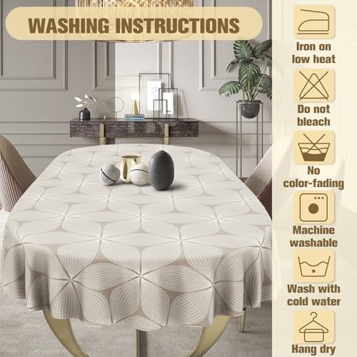 Geometrical Oval Tablecloth Farmhouse 52"x70" Waterproof Table Cloth