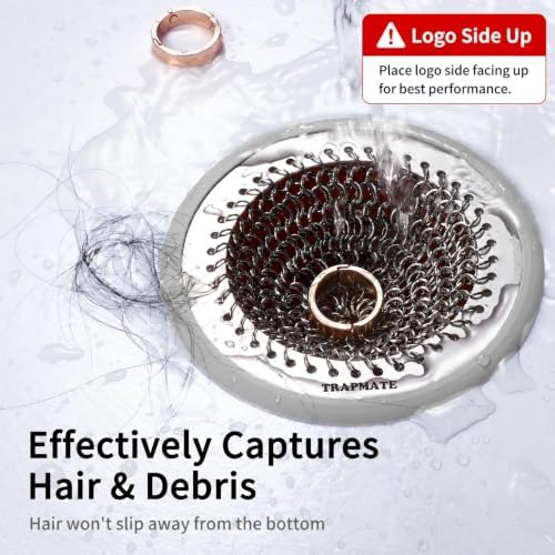 TRAPMATE Shower Drain Hair Catcher, Patented Bathtub Stopper Drain
