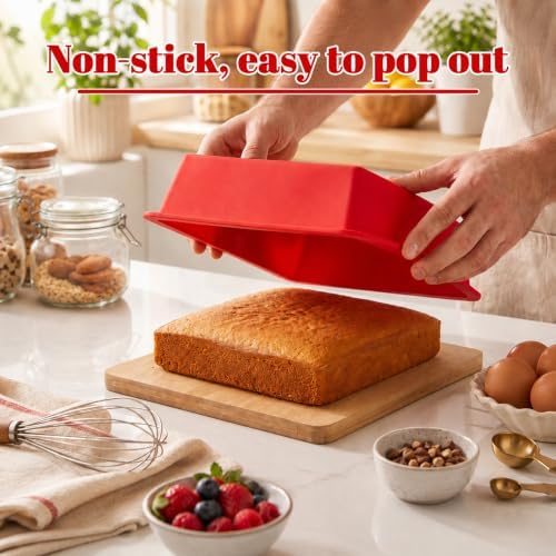 5 Pack Silicone Square Brownie Pan, 8x8 Baking Pan Nonstick