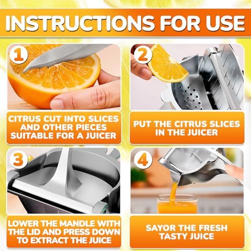 Manual Juicer Hand Press, 0.6 L Aluminum Alloy