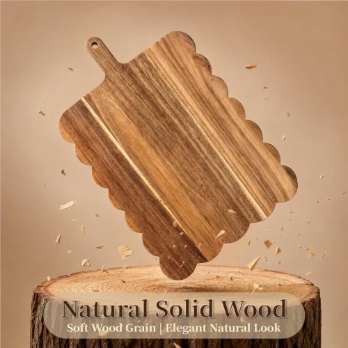 Acacia Wood Scalloped Cutting Boards Set of 2 - Decorative Wooden