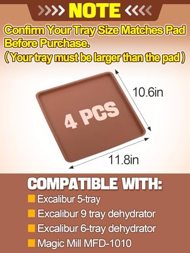Aulock 4PCS Silicone Food Dehydrator Sheets with Edge, Non-stick Tray