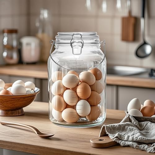 1 Gallon Wide Mouth Glass Jars with Airtight Lids, 2 Pack
