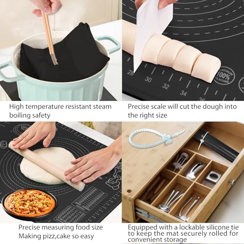 Silicone Baking Mat 28" x 20" Extra Thickness Dough Rolling Mat with