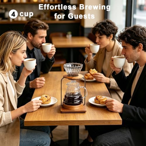 Borosilicate Glass Pour Over Coffee Set, 20oz Carafe