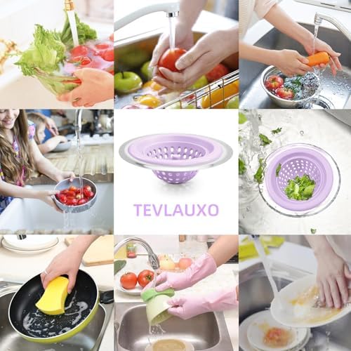 Silicone Strainer for Kitchen Sink, 2 Pack, Stainless Steel