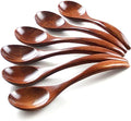 IQCWOOD 7" Korean Wooden Spoons for Eating, 6 Pcs Wooden Soup Spoons