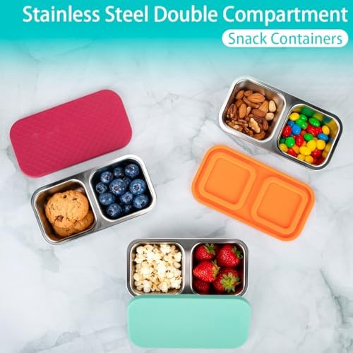 SUMERX 6 Pack Stainless Steel Snack Containers with Lids - 2