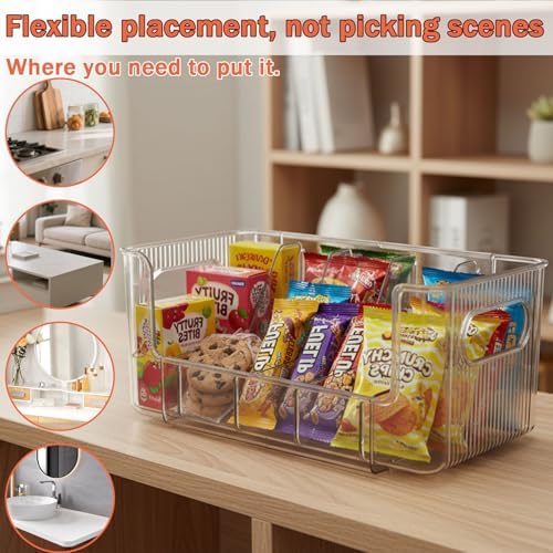 Clear Expandable Snack Organizer for Countertop,Adjustable Pantry