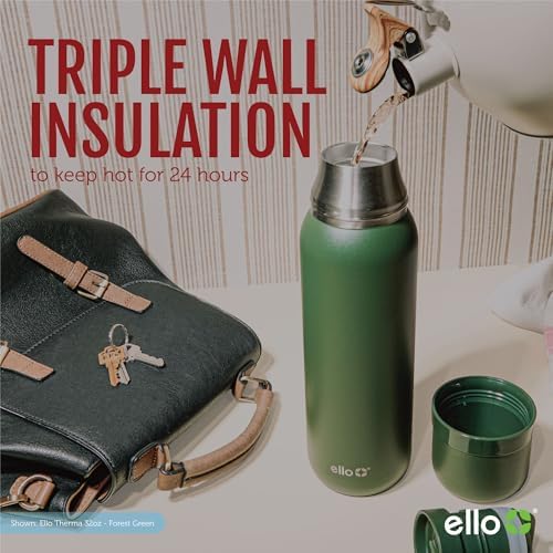 Ello Therma 32oz Insulated Stainless Steel Thermos with Cup Lid, Cream