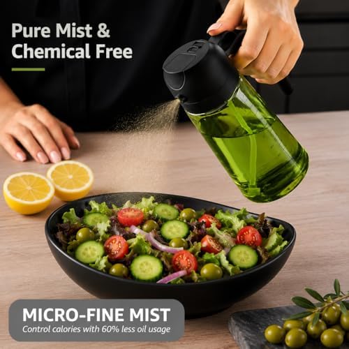 Roshara Oil Sprayer, 470ml Green Glass Bottle