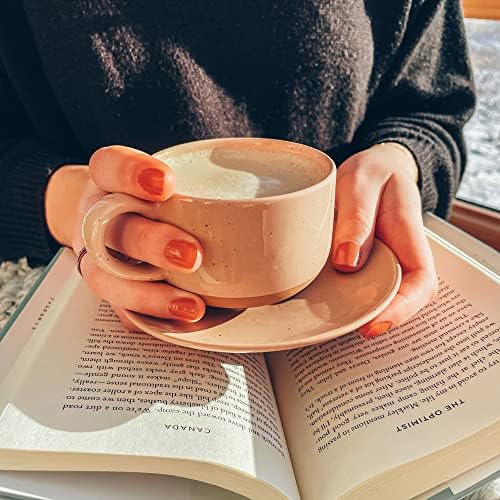 MORA Ceramics 8oz Cappuccino Mug Set of 4 - Ceramic Coffee Cups with
