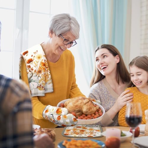 Leinuosen 6-Pack Fall Thanksgiving Kitchen Decor Set, Flower