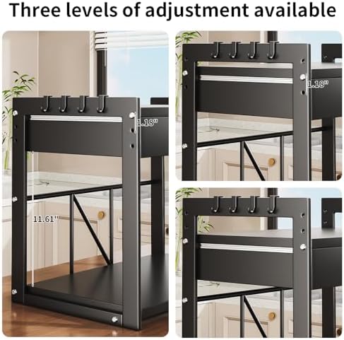 PureBox 2-Tier Adjustable Microwave Stand, Carbon Steel