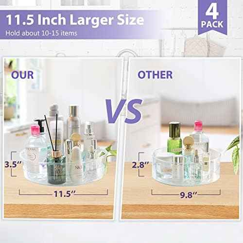 Guzon 4 Pack Lazy Susan Turntable, 11.5" Rotating Organizer with Handles