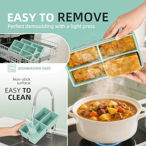 Silicone Freezer Trays w/Lids,1Cup Soup Container,Large Ice Cube