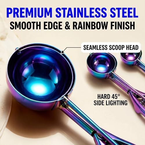 Colorful Ice cream spoon,cookie Scoop Set,Stainless steel ice cream