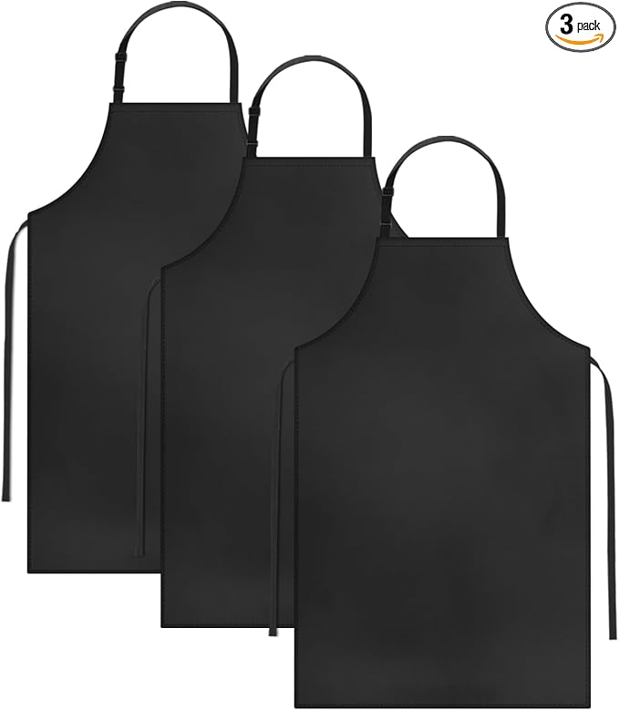 Gotega 3 Pack Waterproof Rubber Vinyl Apron Adjustable Bib Apron by Gotega