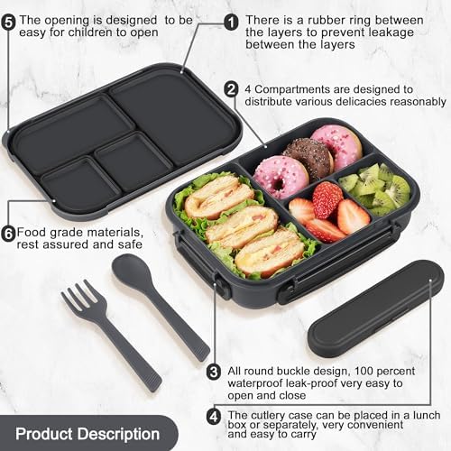 Amathley Lunch Box Kids,Bento Box Adult,Leakproof Lunch Containers for