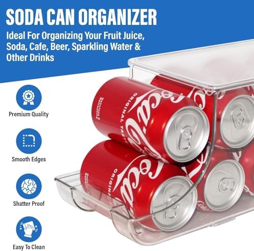 Soda Can Organizer with Lids, Holds 12 Cans Each