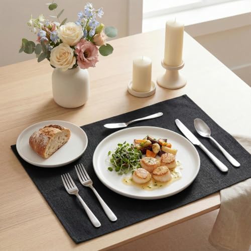 Artoid Mode Black Placemats Set of 4, 12x18 Inch Halloween Washable