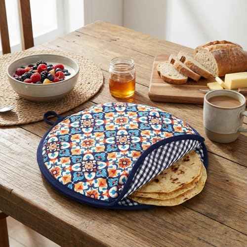 2 Pcs 10" 12" Tortilla Warmer Pouch, Mexican Tile
