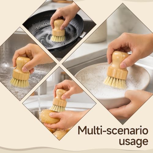 SAMEBUTECO 5-Piece Bamboo Dish Brush Set