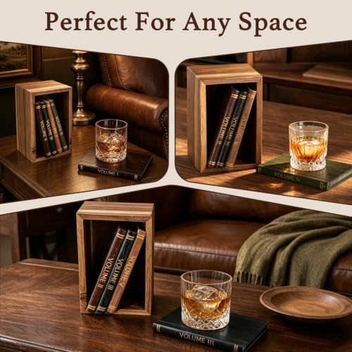 Book Coasters Set of 6 | Wood Coasters - Book-Style Decorative Wooden