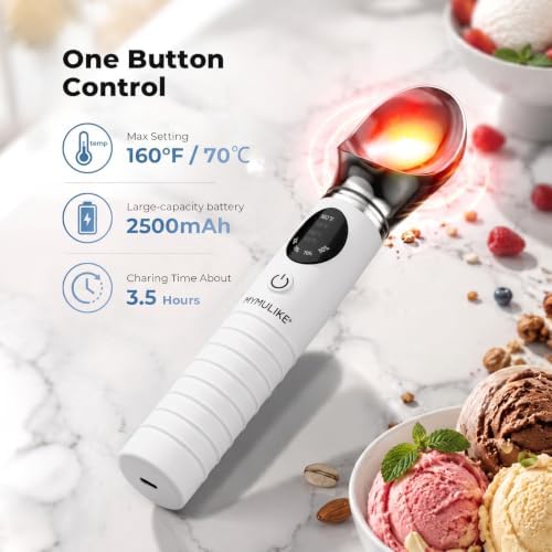 MYMULIKE Heated Ice Cream Scoop, 4 Temp Settings (100-160°F) for