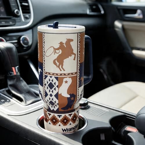 Wrangler Cowboy Boots & Cactus White 40 Oz Stainless Steel Water