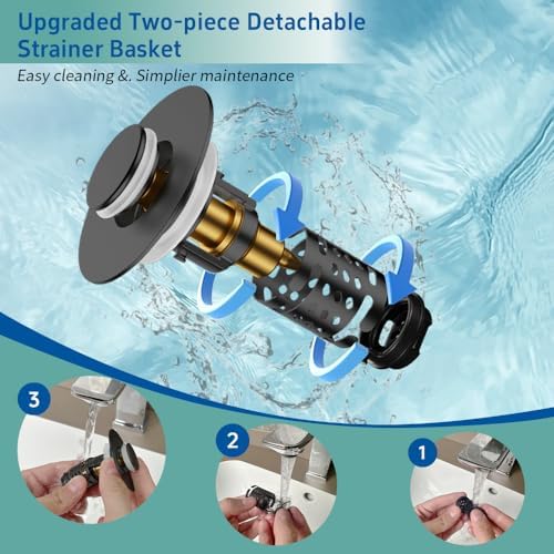 Sello Universal Bathroom Sink Stopper and Drain Strainer, Sink Plug
