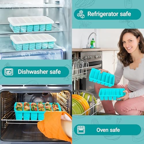 1/2 Cup Silicone Freezer Molds with Lid, 2-Pack Silicone Freezer Trays