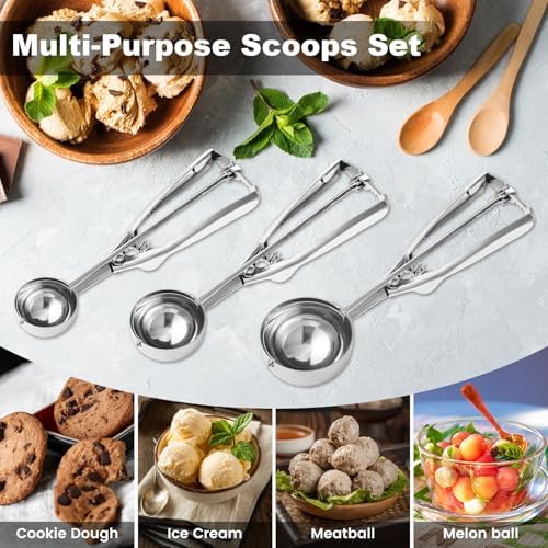 Cookie Scoop,Set of 3 Cookie Dough Scoops for Baking 1 Tbsp,2 Tbsp,3