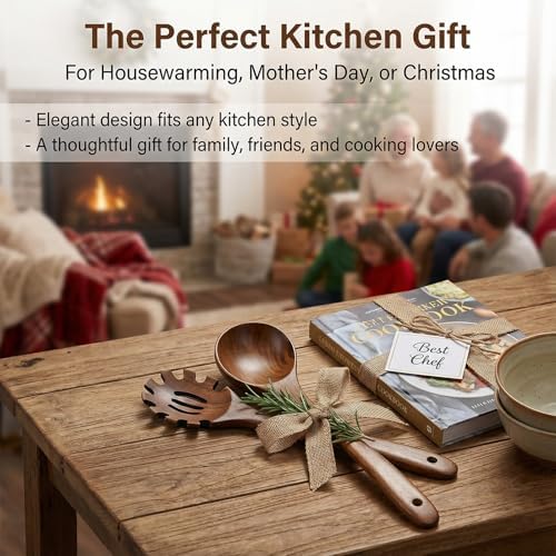 2-Piece Natural Teak Wood Spoon Utensil Set