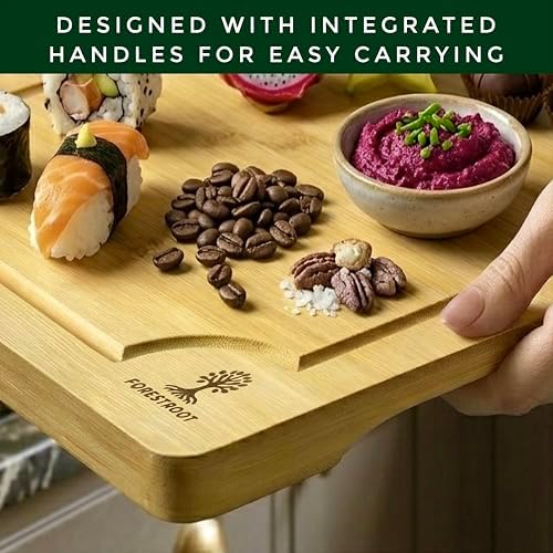 Bamboo Cutting Board for Kitchen, 3-Piece Natural Bamboo Chopping