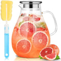 SUSTEAS 3 Litre 101oz Glass Pitcher with Lid and Spout, Handmade