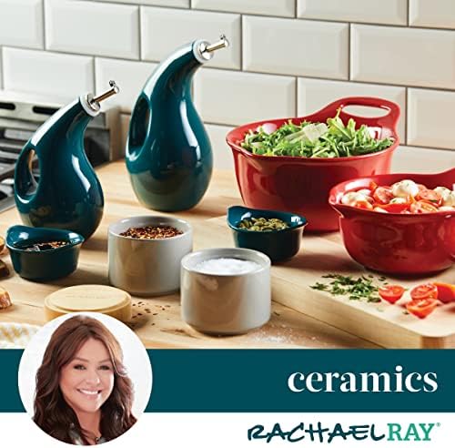 Rachael Ray Ceramics Nesting Mixing Bowl Set with Pour Spout, 1 Quart