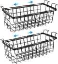 2 Pack Expandable Freezer Organizer Bins, Adjustable Wire Baskets for